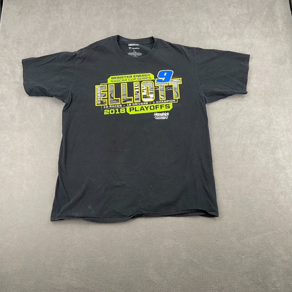 Y2K Fanatics Chase Elliott 18‎ NASCAR T Shirt Sz XL BLack Monster Energy Cup